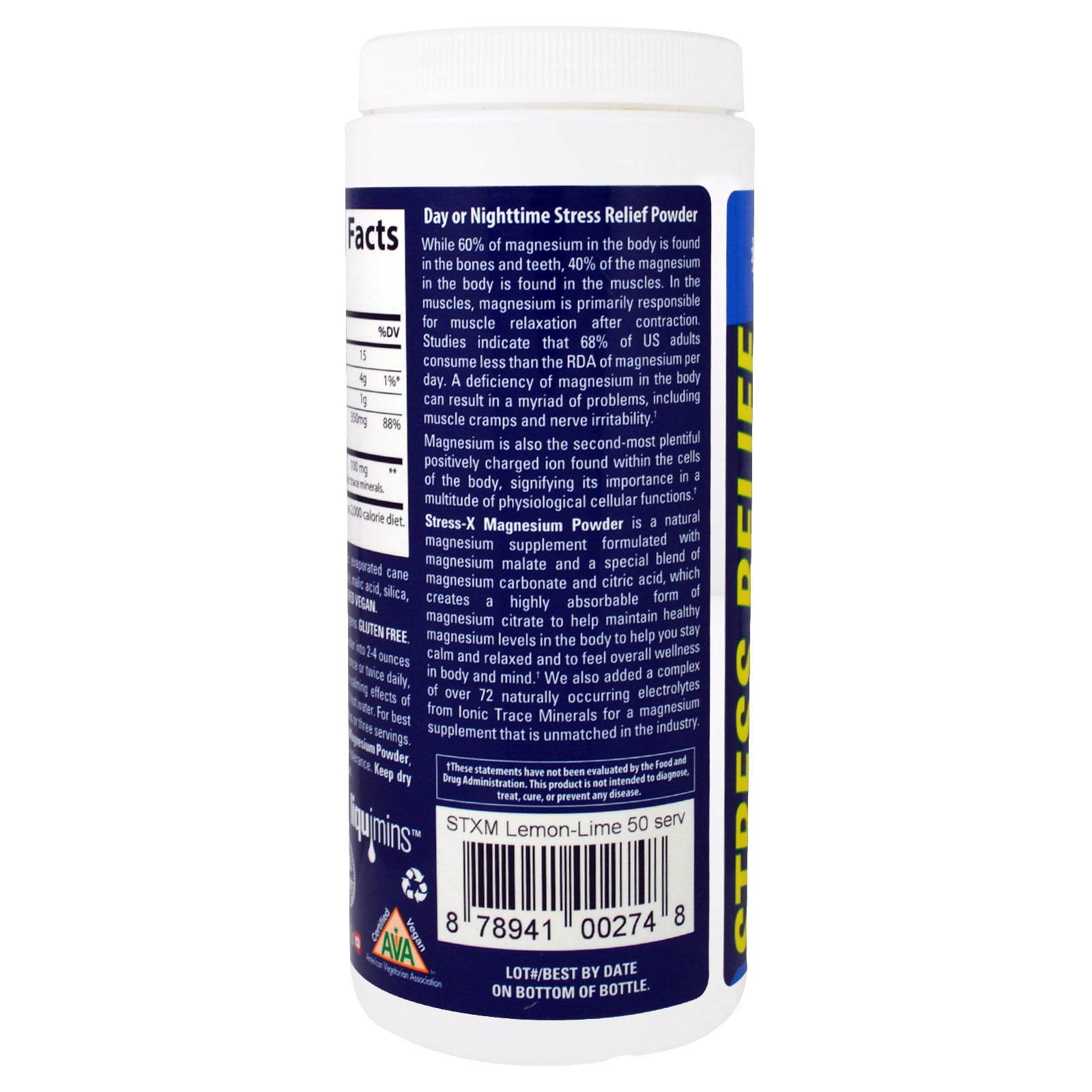 Trace Minerals Stress-X Magnesium - Magnesium Drink Mix for Stress Support - Muscle & Sleep Support Formula - Highly-Absorbable Powder - Lemon Lime - 7.9 oz (50 Servings)