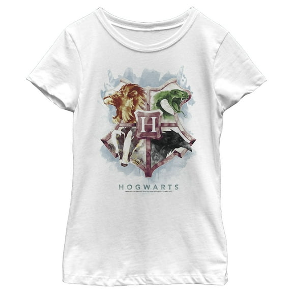 Girl's Harry Potter Hogwarts Watercolor Symbols Graphic Tee White Large