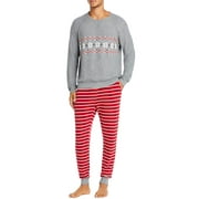 PJ Salvage Mens Holiday Trim Pajama Set Medium Red