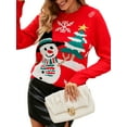 thumbnail image 6 of ZXSXSY Women Christmas Snowman Printed Crew Neck Long Sleeve Knit Christmas Ugly Sweater, 6 of 7