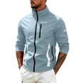thumbnail image 6 of Wrtxtat Men's UPF 50+ Sun Protection Gym Jacket Lightweight Stand Collar Full Zip Hooded Athletic Jackets Long Sleeve Track Running Jackets Light Blue XXXL, 6 of 10