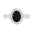 thumbnail image 5 of Rosec Jewels Vintage Style Black Onyx Oval Engagement Ring 1 Ct (AAA Grade) - Black Onyx Diamond Ring - with Jewelry Box, 14K White Gold, US 3.00, 5 of 9