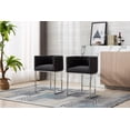 thumbnail image 4 of Guyou 24” Modern Linen Counter Barstool with Upholstered Bucket Kitchen Island Chair with Silver Metal Frame and Curved Back for Living and Dining Room, Grey, 4 of 11