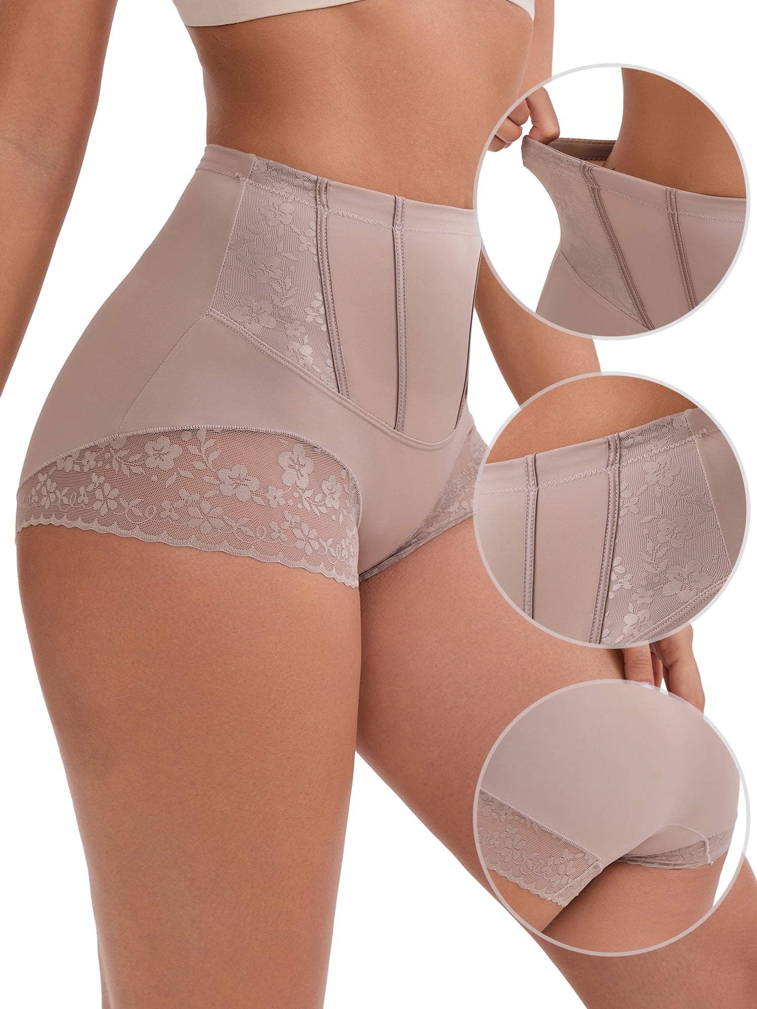 DARING DIVA High-Waisted Butt Lifting Underwear Seamless Panties XL Light Brown