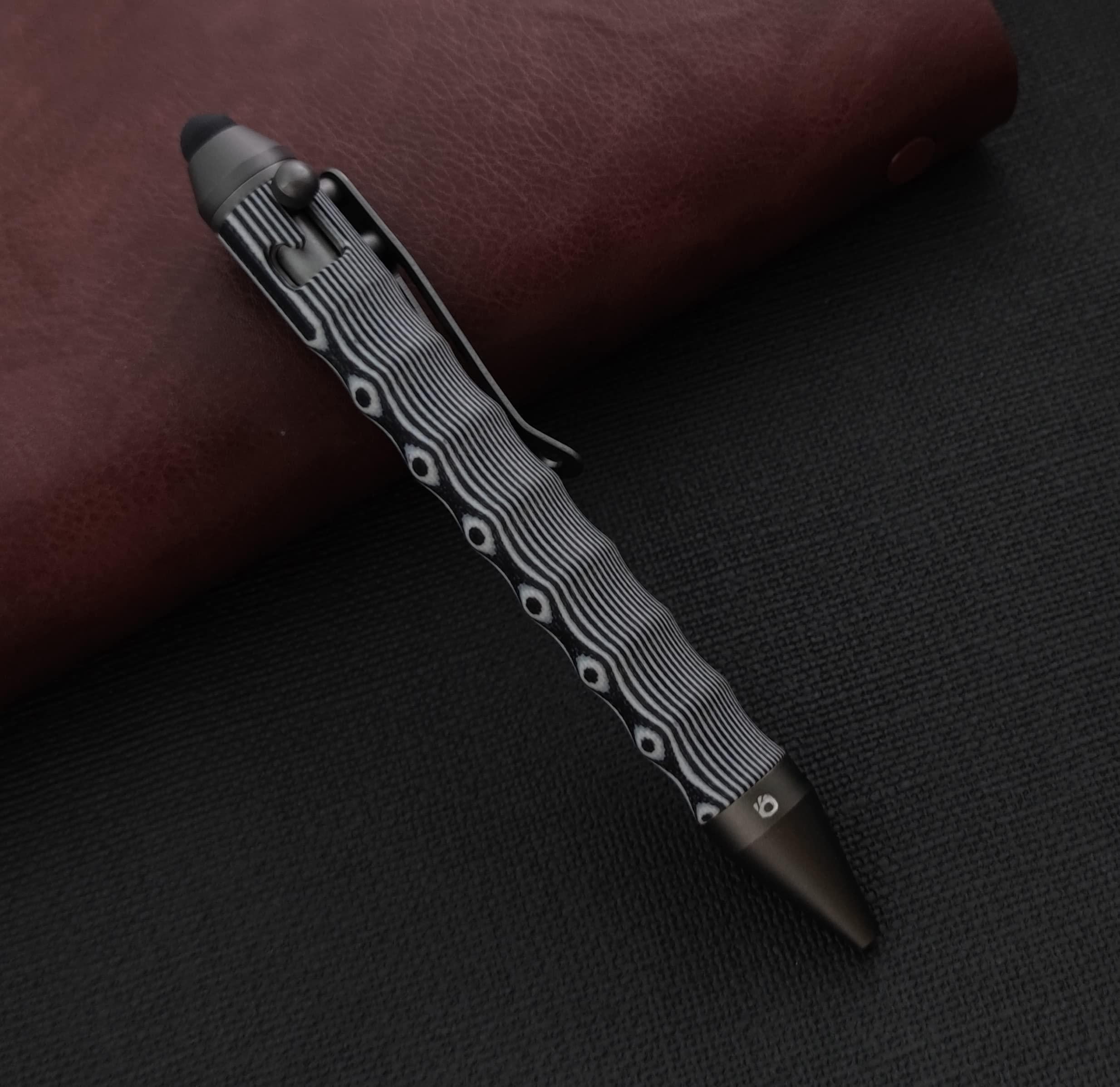 Bolt Action Ballpoint Pens, White/Black, EDC Touch Screen Stylus with Refillable Ink