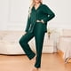 thumbnail image 1 of Puntoco Pijamas para mujer, moda para mujer, cuello en V, color sólido, con hebilla de lazo, manga larga, pantalones, conjunto de pijama para el hogar, 1 of 4