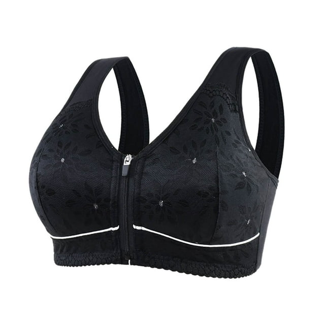 Bras for Women, Womans Printing Lace Thin Style Front Buckle Elastic Style Large Size Bra Without Steel Rim