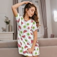thumbnail image 6 of Bixox Watermelon And Kiwi Pattern Women's Nightgown, Soft & Breathable Sleepwear, Round Neck Knee-Length Pajama Dress,Loungewear for Home & Sleep, 6 of 7