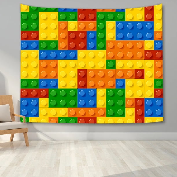 Bloque de construcción geométrico colorido, 150 x 100 cm, poliéster