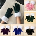 thumbnail image 2 of Guantes cortos de terciopelo retro para mujer, guantes de ópera con puños blancos afelpados, guantes largos hasta la muñeca para disfraz navideño, boda, fiesta de té, banquete, baile., 2 of 7