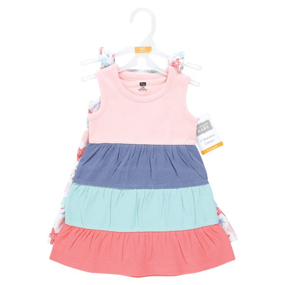 Hudson Baby Robes en Coton pour Bébés Filles, Coquillages Multicolores, 18-24 Mois