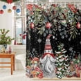 thumbnail image 6 of Pine Tree Dwarf Xmas Ball Gift Shower Curtain for Bathroom, Eucalyptus Poinsettia on Black Waterproof Shower Curtains Washable Quick Dry with Hooks Bathtub Curtains 36x72IN, 6 of 9