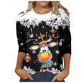 thumbnail image 1 of WEAIXIMIUNG T-Shirt de Noël Imprimé Col Rond Manches 3/4 Décontracté pour Femmes Saint-Valentin, 1 of 5