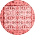thumbnail image 1 of Ahgly Company Machine Washable Indoor Round Abstract Red Modern Area Rugs, 4' Round, 1 of 4