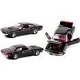 thumbnail image 2 of 1970 Dodge Challenger R/T 440 Six Pack Black with Red Interior and Deluxe Wheel Covers 1/18 Diecast Model Car by Greenlight, 2 of 5