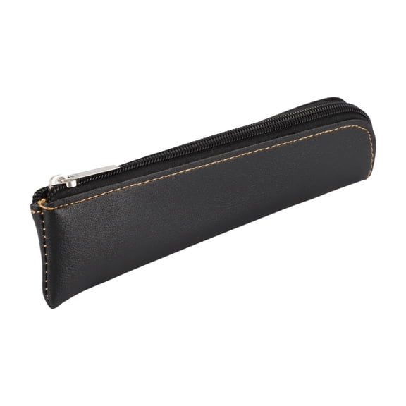 Unique Bargains Faux Leather Pencil Pouch Portable Bag Black
