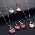 thumbnail image 1 of Koszal Collier Pendentif en Faux Opale Forme Ronde pour Femmes Ensemble de Bijoux Cadeau, 1 of 7