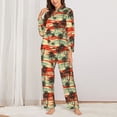 thumbnail image 2 of Honeii Colorful Hawaii Palms print Women's Pajama Sets Long Sleeve Button Down Sleepwear Nightwear Soft Pjs Lounge Sets-Medium, 2 of 7