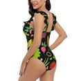 thumbnail image 4 of Haiem Cartoon Vegetables Women's Ruffle One Piece Swimsuits Tummy Control Bathing Suit V Neck Swimwear Slimming for Teen Girls-, 4 of 8