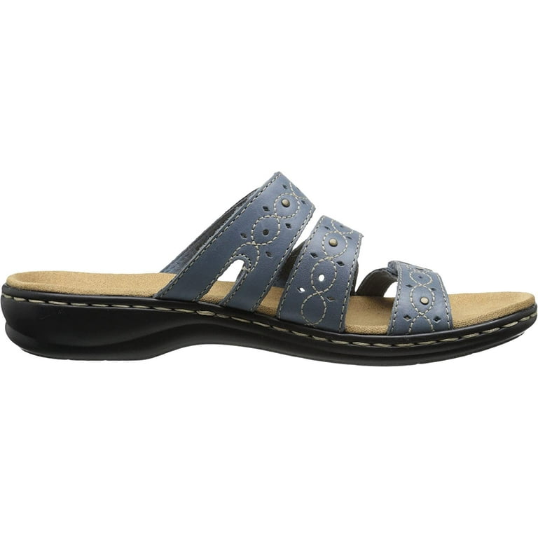 Clarks Women s Leisa Cacti Slide Sandal 7 Denim Blue Leather Walmart