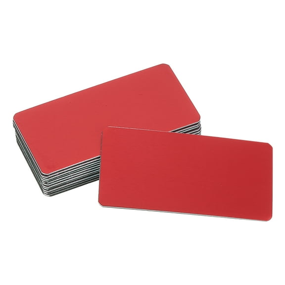 Uxcell 12 Pcs Blank Name Plates, 2.4 x 1.2" Engraved Metal Name Plate Laser Strong Adhesive Nameplate Anodized Aluminum Custom Blank Plates for Signs DIY Crafts, Red