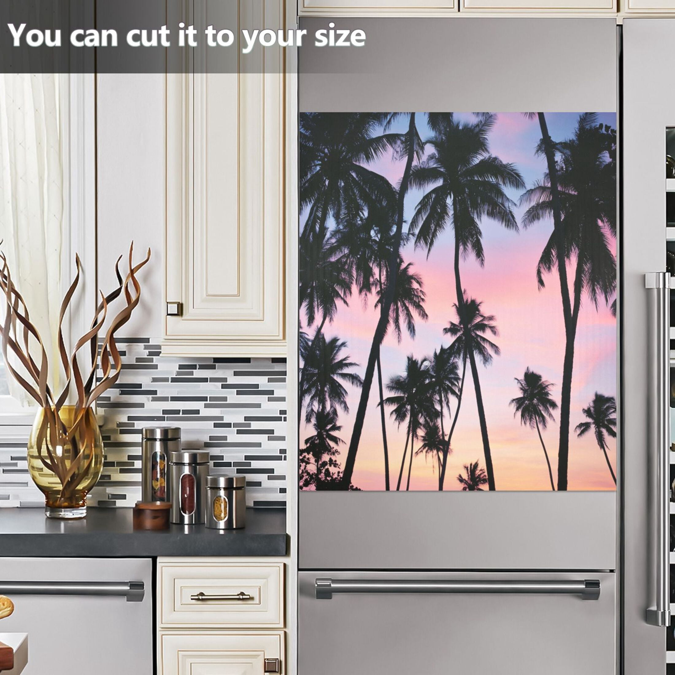 Dishwasher Magnetic Sticker 23x26 Inch Refrigerator Magnetic Sticker Washing Machine Magnetic Sticker Kitchen Panel Magnetic Sticker Home Decor California Coconut Tree