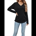 thumbnail image 3 of Camisas de Larga para Mujer, Cuello en V, Blusas Casuales, Sueltas, Elegantes, Básicas, Moda de Otoño, Conjuntos de Moda, Ropa de Invierno Negro M, 3 of 8