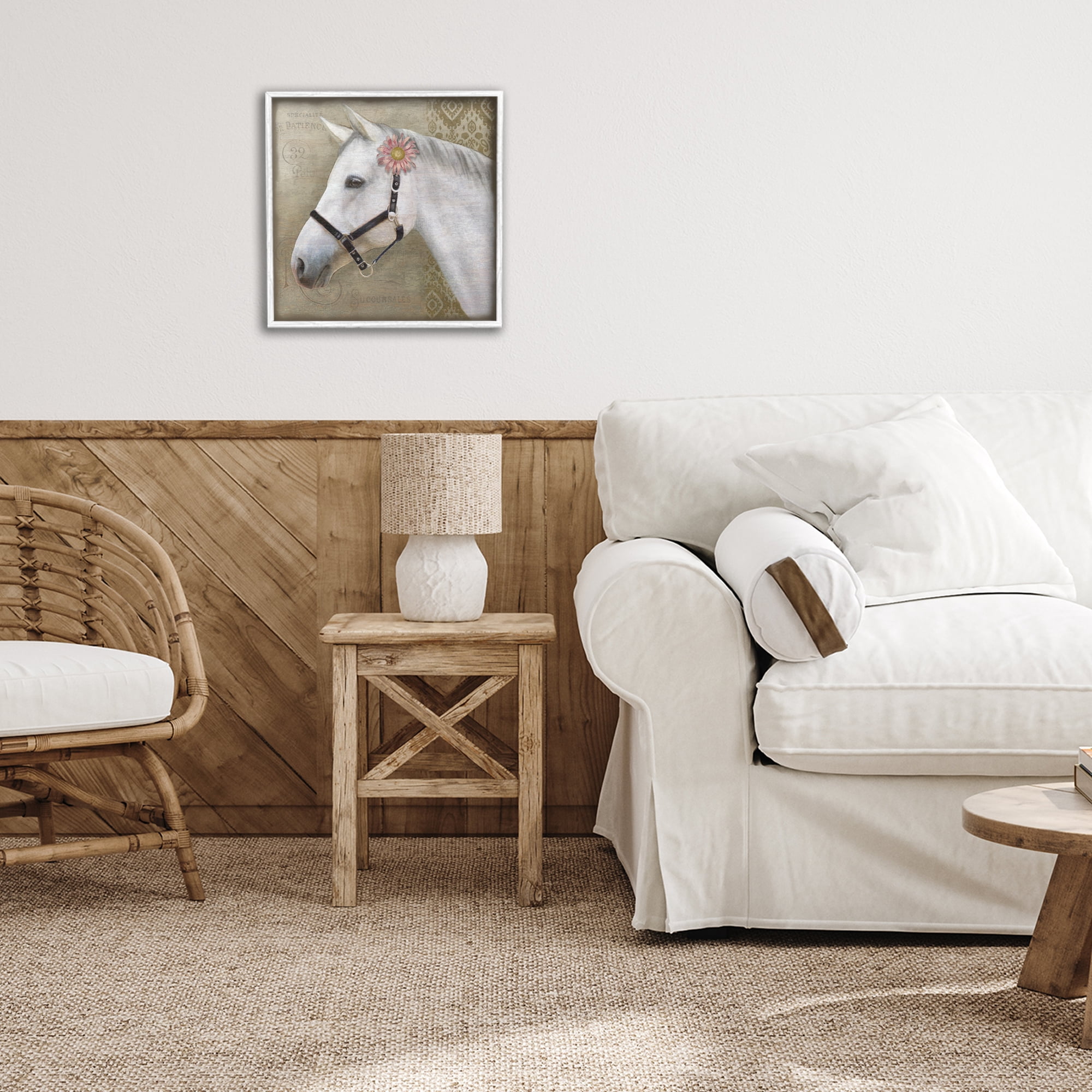 Stupell Industries Boho Barnyard Horse White Framed Giclee Art, design by Suzanne Nicoll
