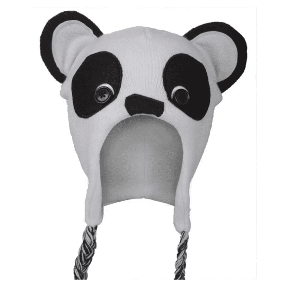 Concept One -  White Panda Bear Beanie with Ear Details and Tassels