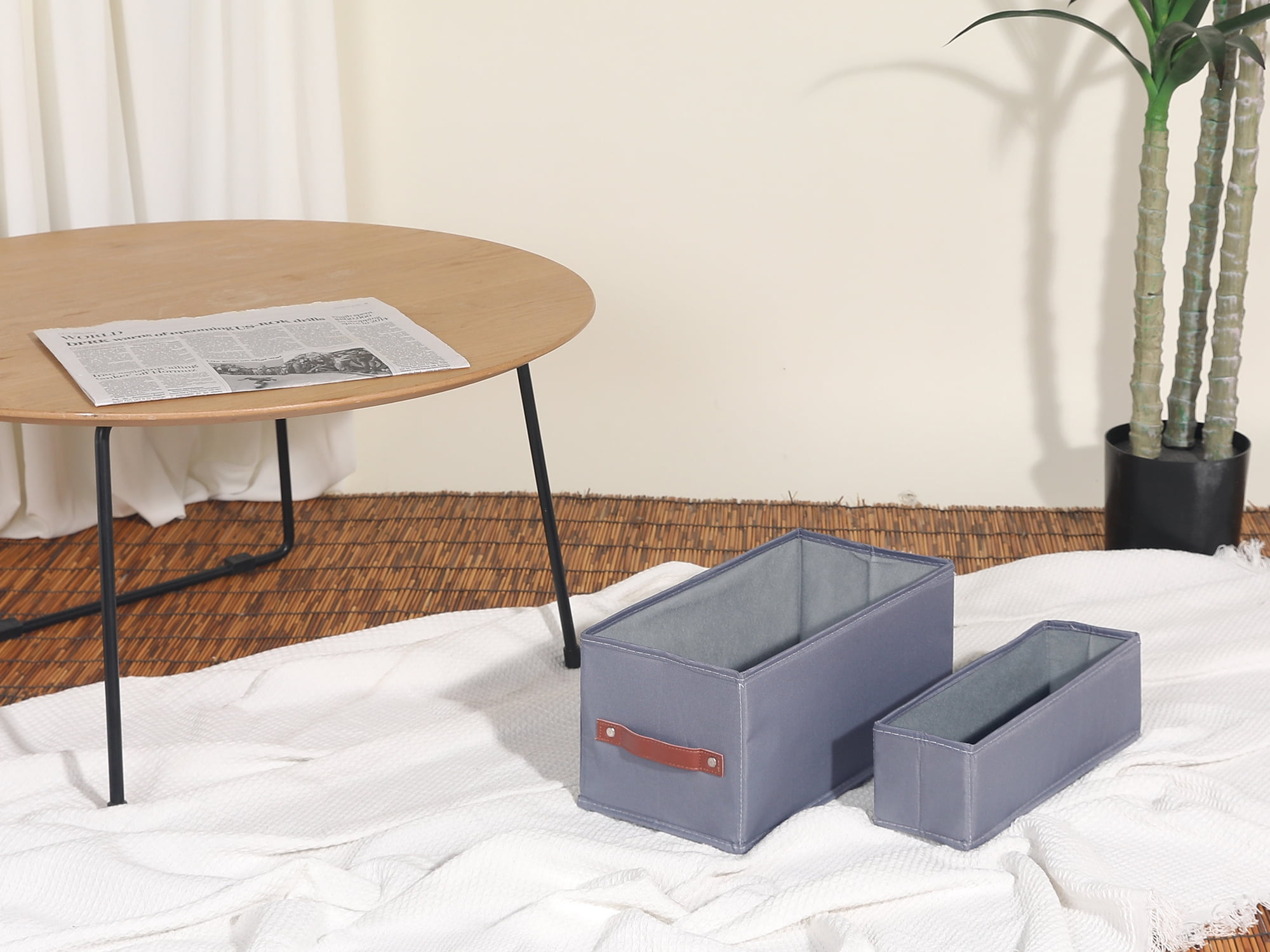 Unique Bargains Storage Cube Fabric Foldable Basket with Handles for Shelves 1pcs Grey M