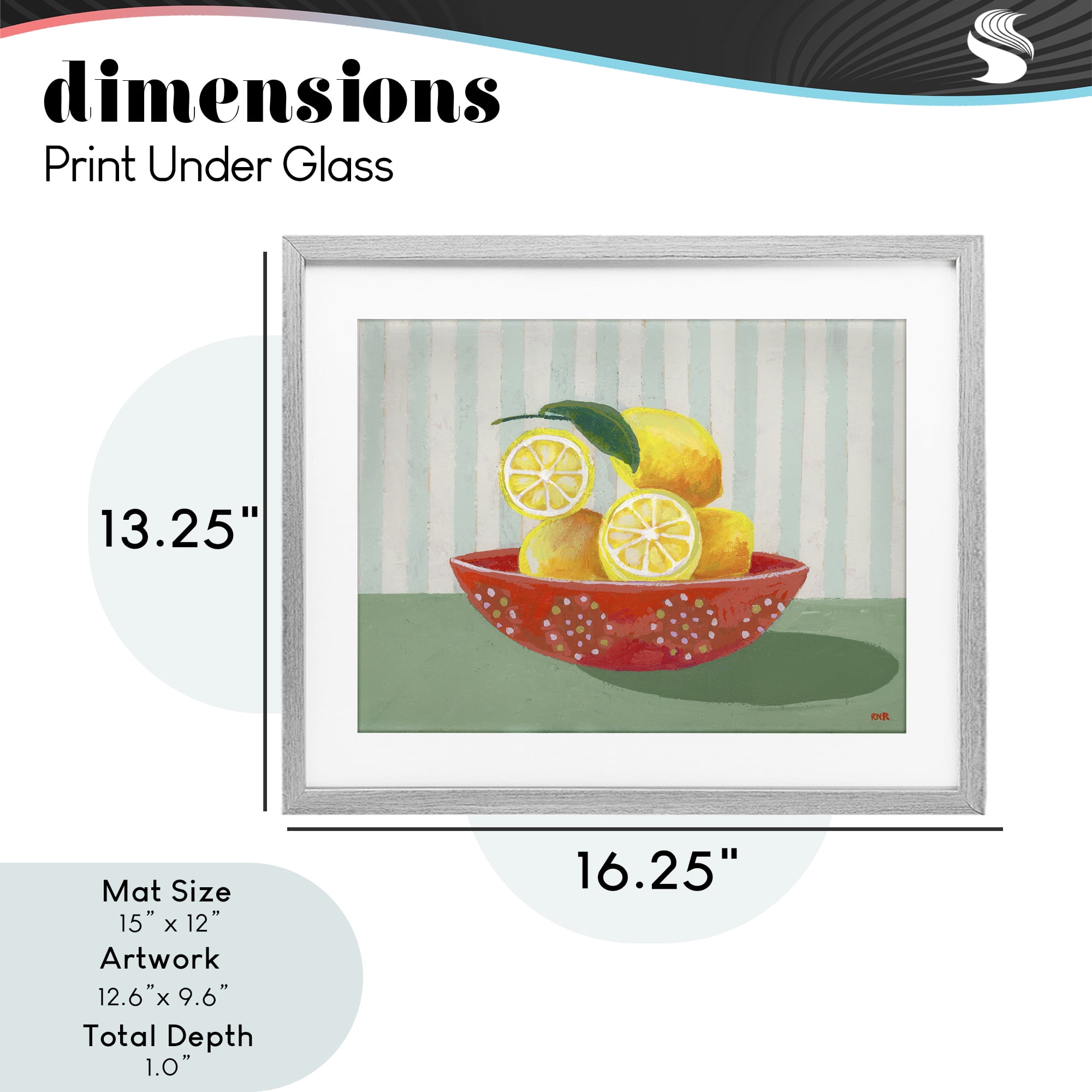 Stupell Industries Sunny Lemons in Red Bowl Gray Framed Print Under Glass, design by Rachael Reese