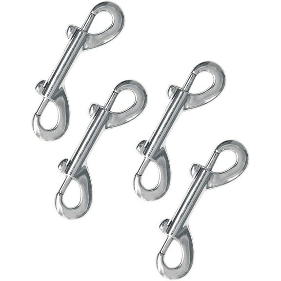 Nickel Plated Double Ended Bolt Snap Hook Set, Pack of 4