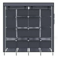 thumbnail image 3 of Knocbel Clothes Closet Storage Rack Portable Wardrobe With 4 Side Pockets And 12 Shelves, Dustproof Zippered Non-Woven Fabric Cover, 66 3/4"W x 17 3/8"D x 71 1/2"H Gray, 3 of 9