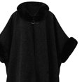 thumbnail image 4 of Fewfanhot Faux Fur Collar Wool Blend Cape Poncho, Buckle Closure Warm Wrap Coat for Women Fall Winter Daily Wear, 4 of 5