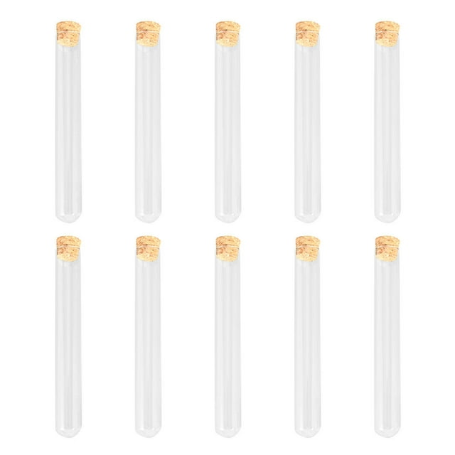 MasteelfCA 10Pcs Glass Test Tube Transparent Serological Test Tubes with Wooden Corks