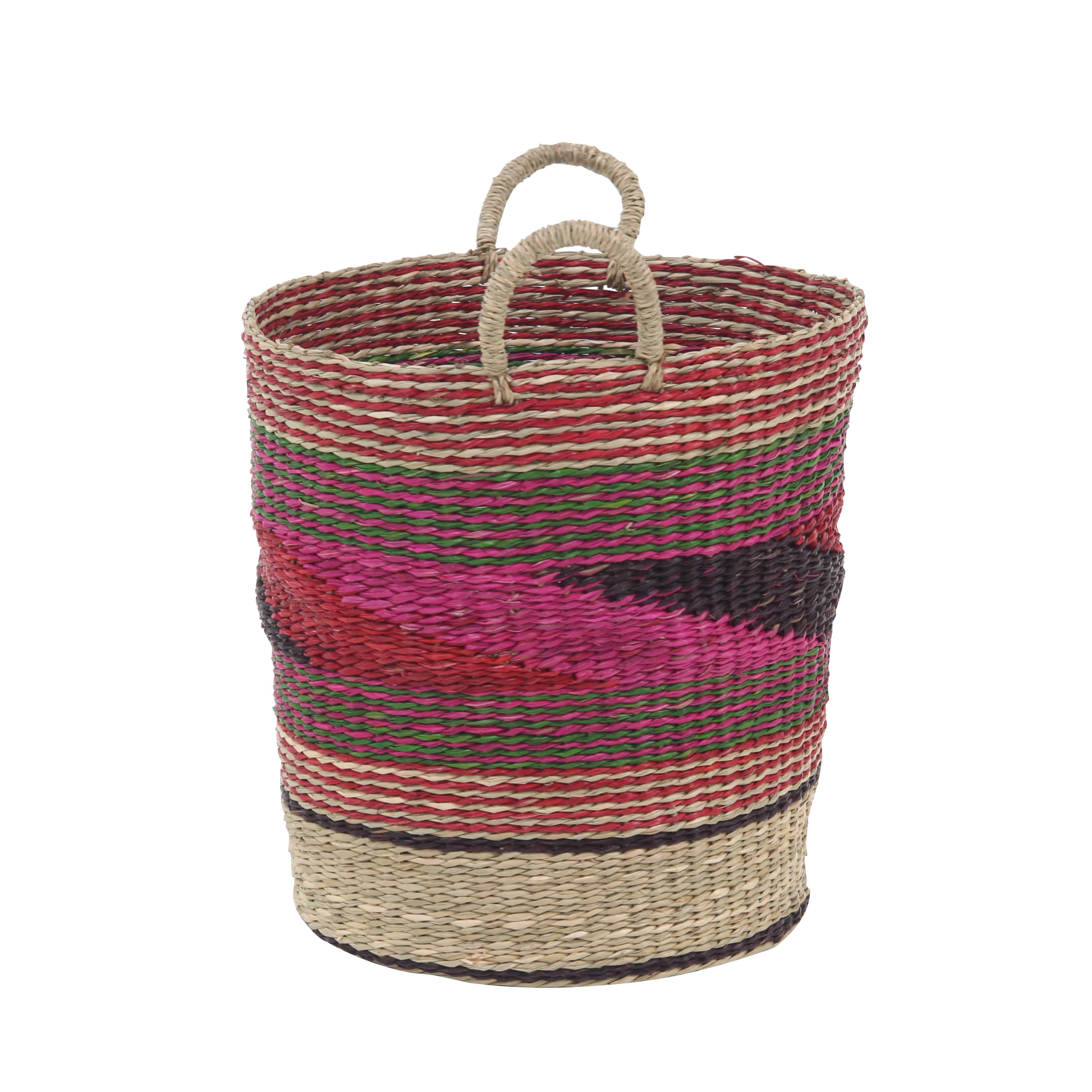 DecMode 15", 17", 20" Pink Sea Grass Eclectic Storage Basket, 3 - Pieces