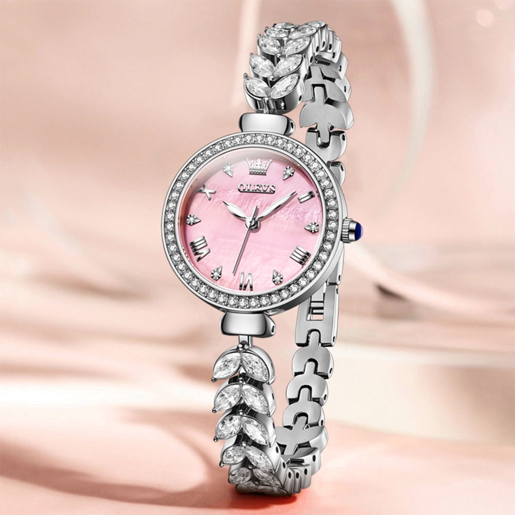 OLEVS Watches for Women Fashion Dress Analog Quartz Rose Gold Plated Stainless Steel Waterproof Luminous Luxury Ladies Watches Women Wrist Watches Gift Relojes para Mujer Pink/Purple/Green/Blue