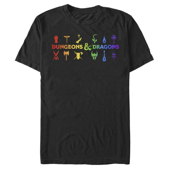 Men's Dungeons & Dragons Rainbow Symbol Logo Graphic Tee Black 2X Large