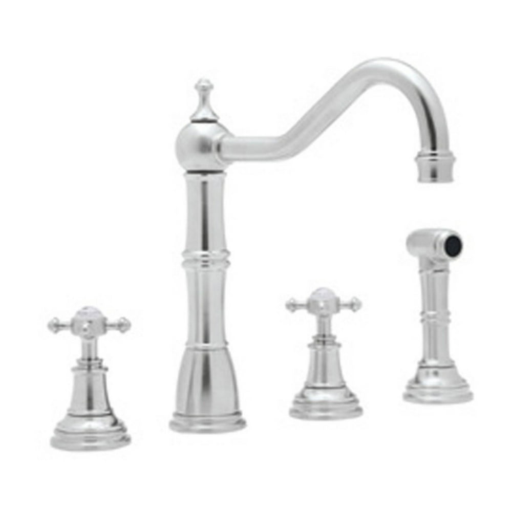 Rohl U4775 Perrin and Rowe Widespread Kitchen Faucet with Metal Cross