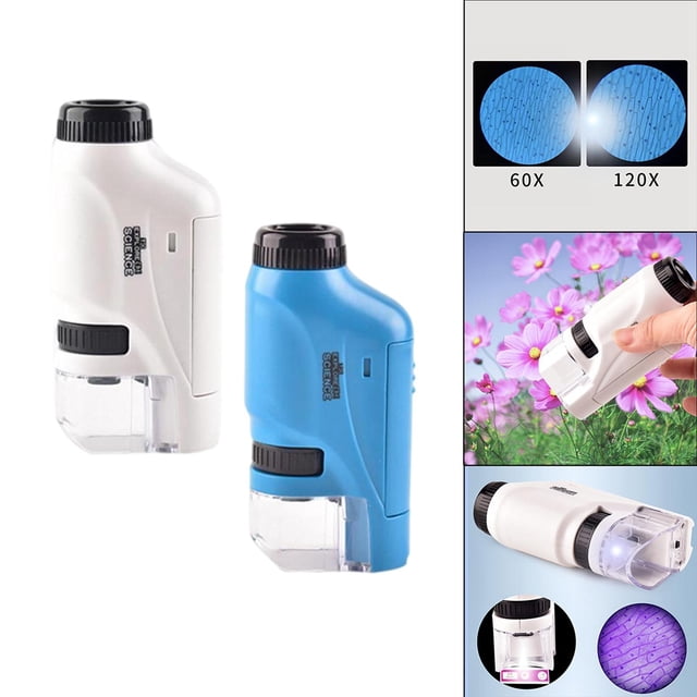 2 juegos de microscopios LED portátiles para la exploración naturaleza niños Yotijar Microscopio de mano