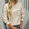 thumbnail image 6 of Htigea Long Sleeve Shirts for Women Casual Crew Neck Knit Ribbed Pullover Loose Cozy Fall Tops with Pocket Beige S, 6 of 9