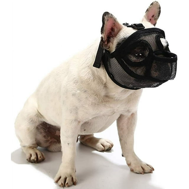 Bozal Corto Bozal para Perro Bozal De Bulldog De Malla Transpirable Ajustable para Morder Masticar Ladrar Máscara De Perro XXS Negro