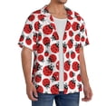 thumbnail image 2 of Honeii Cartoon Ladybug for Men's Short-Sleeved Button-Up Collared Shirt Featuring A Pocket, Perfect for Beach Vacations, And Travel Adventures.-Small, 2 of 5
