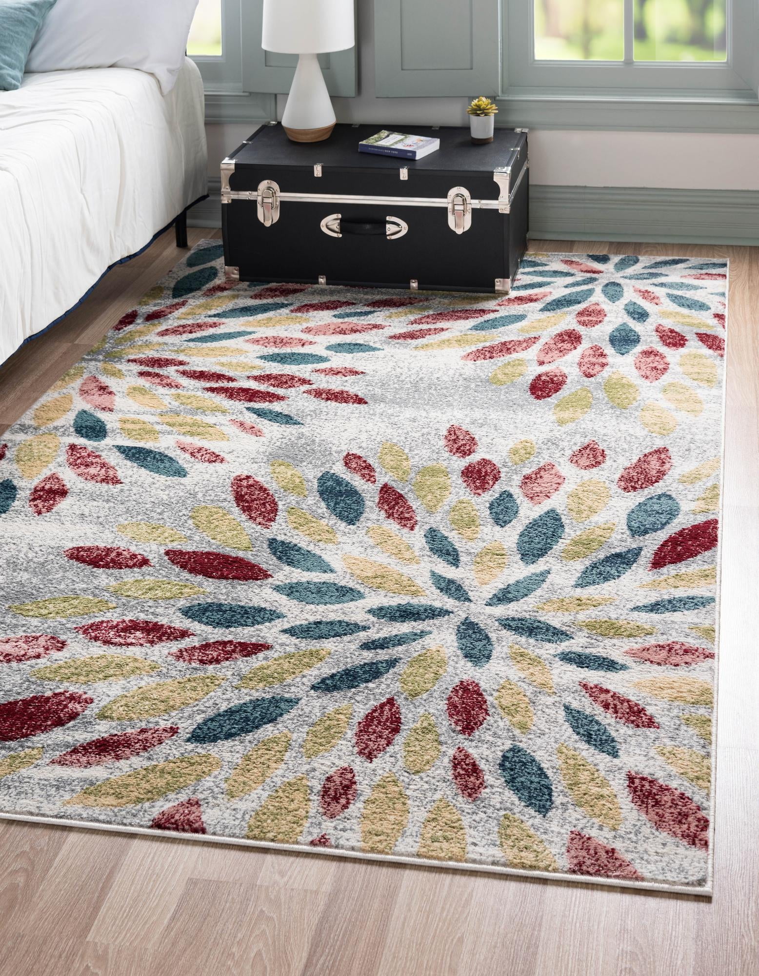 Open Floorplans Rugs.com Charleston Collection Rug 8' x 10' Green Low-Pile Rug Perfect for Living Rooms Large Dining Rooms