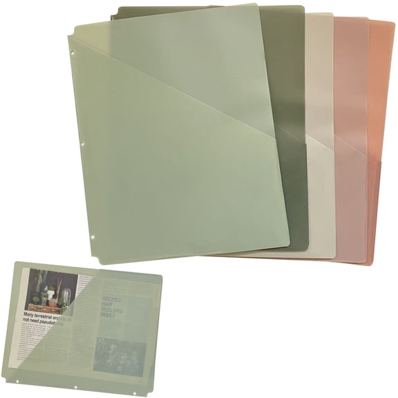 3 Ring Binder Dividers with Pockets, 5 Color Plastic Binder Dividers, 3 Hole Document Organizer Inserts, Durable PP File Separator Sheets for Office Supplies, Letter Size