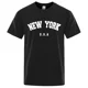 thumbnail image 4 of Camisetas estampadas de ciudad de Nueva York, EE. UU., para hombre, holgadas, de gran tamaño, a la moda, transpirables, de manga corta, de algodón, 4 of 5
