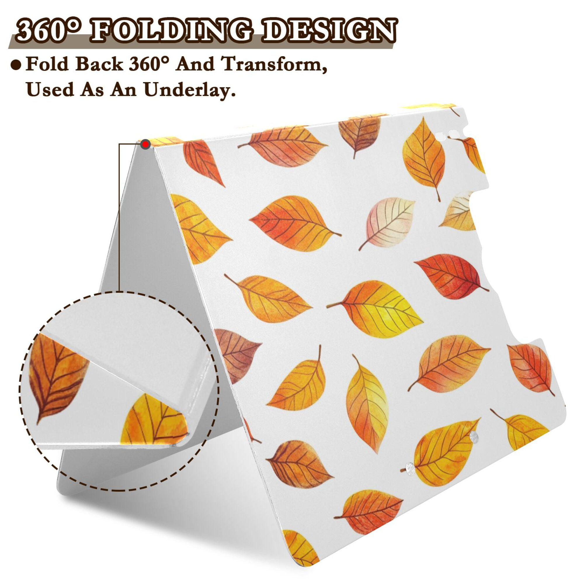 FORMRS A4 Clipboard Folder with Pen Holder Horizontal Foldable School Office Binder, Orange Leaves