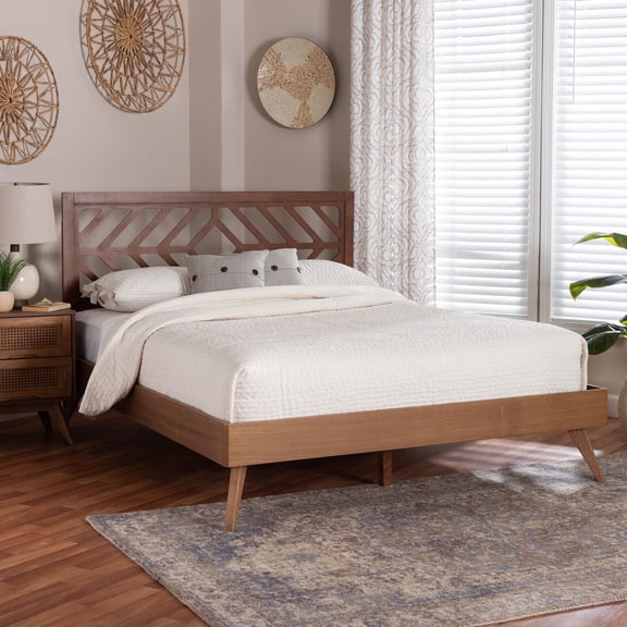 Baxton Studio Chinedu Modern Platform Bed, Queen, Ash Walnut