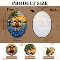 thumbnail image 3 of Western Canvas Wall Art Longhorn Cow Bluebonnet Field Sunset Vibrant Sky Rolling Hills Oval Framed Canvas Prints Vintage Wall Hanging Decor for Home Decorations 8.6"x11.4", 3 of 7