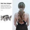 thumbnail image 4 of WHAMVOX Crystal Butterflies Hair Bun Maker Shaper Lightweight Durable Silver Rhinestone Iron Wire Rubber Band 3.5 Inch, 4 of 8